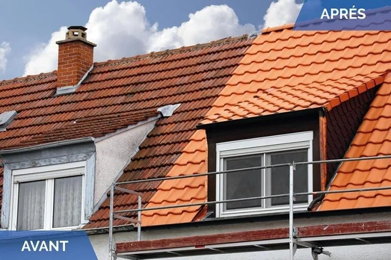 Montage avant et après réfection d'une toiture en tuiles